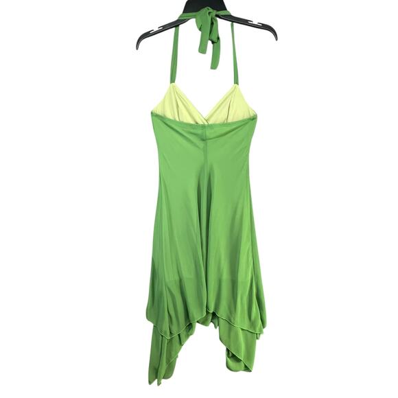 Trixxi Y2K Halter Dress Size XS Green Asymmetrical Hem Forest Fairy Whimsical - Picture 7 of 14